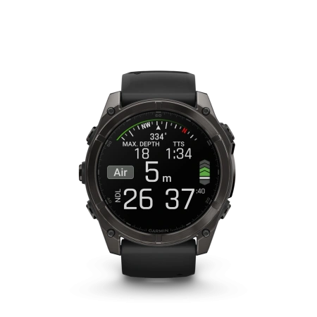 Garmin Fenix 8 - 51 мм AMOLED | SAPPHIRE | Carbon grey DLC with Black/pebble grey silicone band