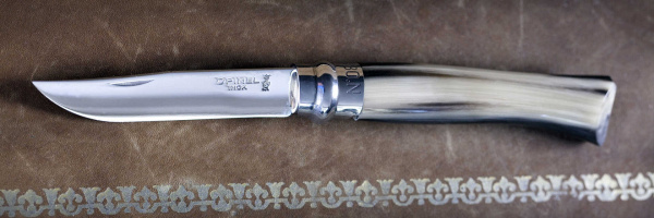 Нож Opinel №8, нержавеющая сталь, полированный клинок, рукоять светлый рог буйвола, дерев футляр, 000980 000980 от прозводителя Opinel