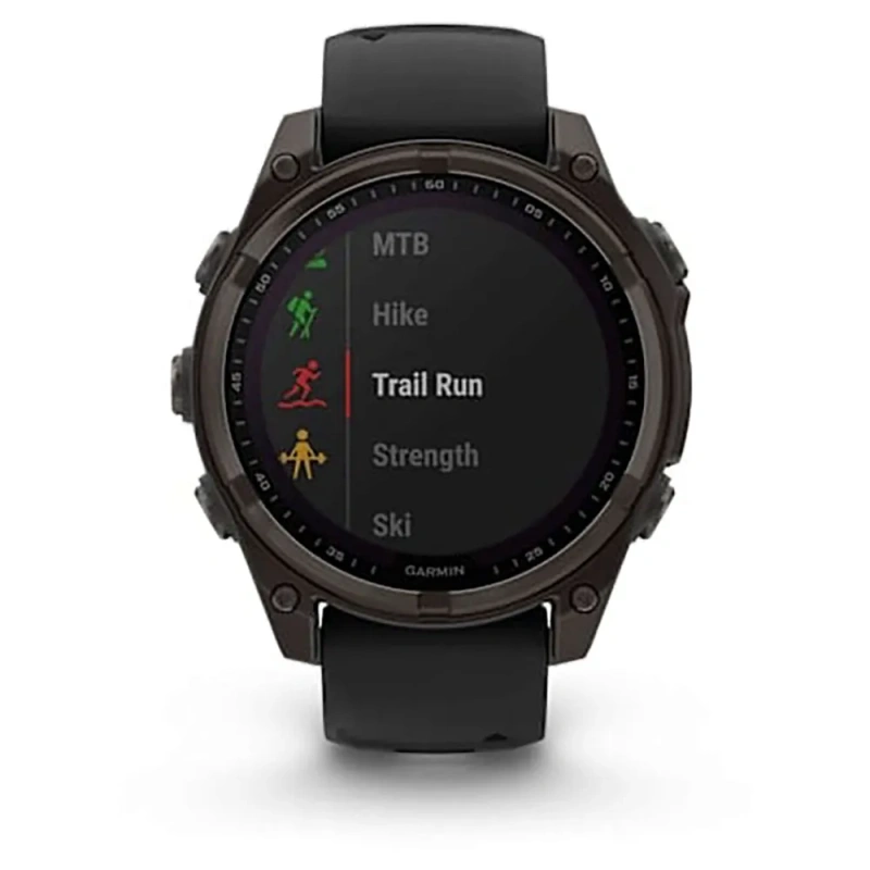Garmin Fenix 8 - 47 мм SOLAR | SAPPHIRE | Carbon grey DLC titanium with Black/pebble grey silicone band