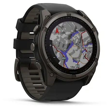 Garmin Fenix 8 - 51 мм SOLAR | SAPPHIRE | Carbon grey DLC titanium with Black/pebble grey silicone band