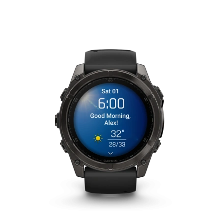Garmin Fenix 8 - 51 мм AMOLED | SAPPHIRE | Carbon grey DLC with Black/pebble grey silicone band