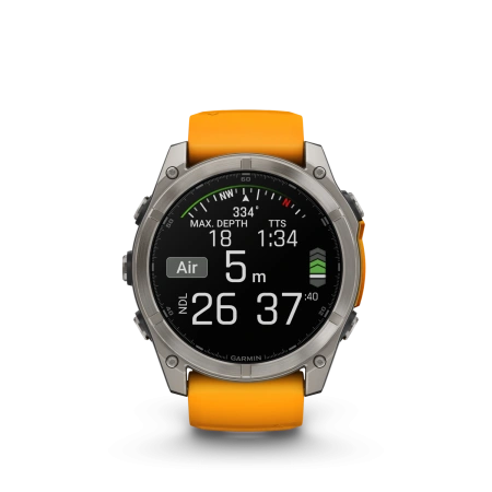 Garmin Fenix 8 - 51 мм AMOLED | SAPPHIRE | Titanium with Spark orange/graphite silicone band