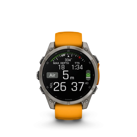 Garmin Fenix 8 - 47 мм AMOLED | SAPPHIRE | Titanium with Spark orange/graphite silicone band