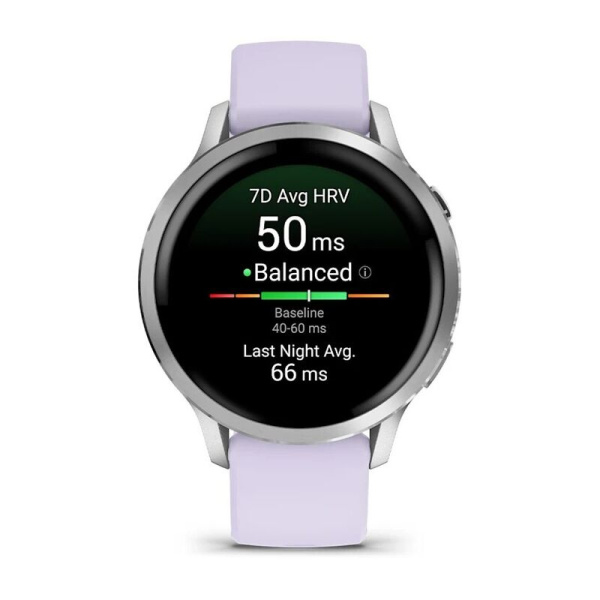 Garmin Venu 4 - 41 мм | Silver with Periwinkle Silicone Band