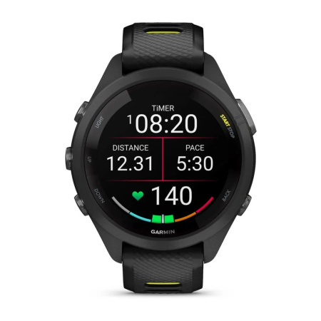 Garmin Forerunner 265s - 42 мм | Black Bezel and Case with Black/Amp Yellow Silicone Band