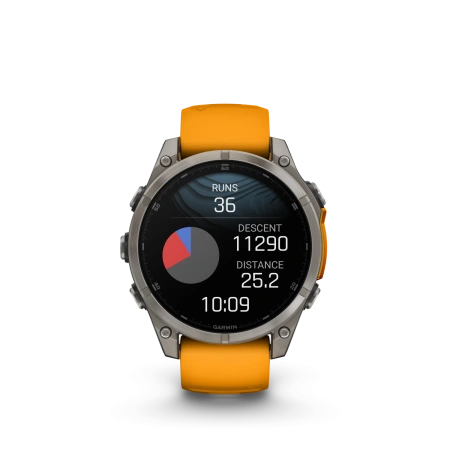 Garmin Fenix 8 - 47 мм AMOLED | SAPPHIRE | Titanium with Spark orange/graphite silicone band