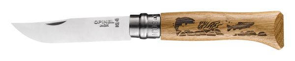 Нож Opinel №8, нержавеющая сталь, рукоять дуб, гравировка рыба, 002334 002334 от прозводителя Opinel